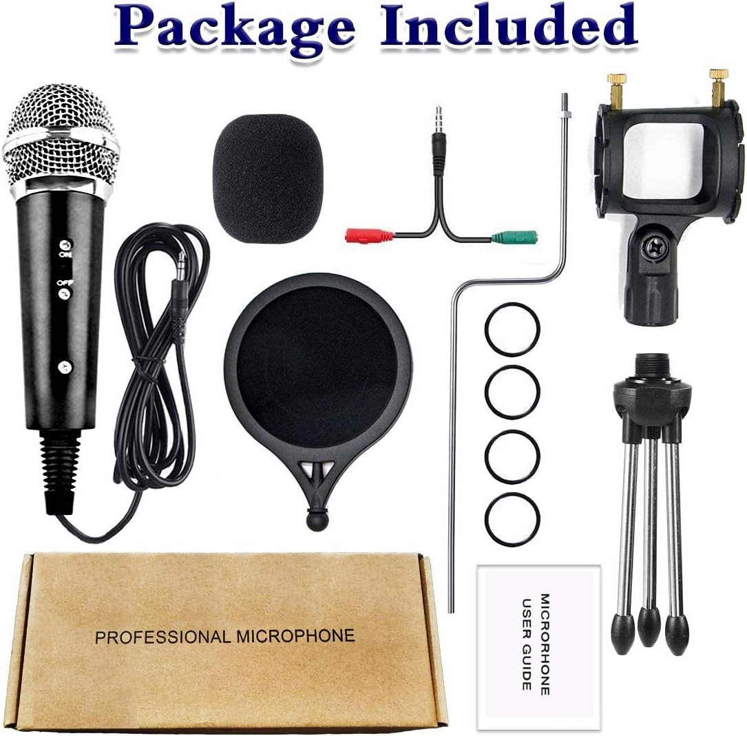 Condenser Microphone for Computer Studio Recording Podcast Microphone with Pop Filter 3.5mm Plug and Play PC Phone Microphone for Skype YouTube Voice Overs Gaming Mic: Home Audio & Theater