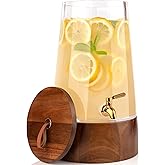 FOODLE Large Glass Drink Dispenser with Spigot - Glass Beverage Dispenser with Stand - Perfect for Parties & Weddings - Pitcher for Lemonade, Water, Sangria, Punch & Juice - Leakproof - 1.72 Gallon