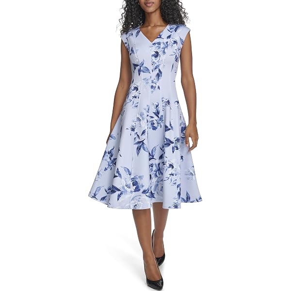 Calvin Klein Womens Sleeveless Floral Fit and Flare, Cham Multi, 4 at  Amazon Women's Clothing store