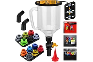 ELEAD 18-Piece Engine Oil Funnel Kit, 1.59QT/ 1.5L Automotive Coolant Funnel Set, 12 Adapters, Elbow Fitting, Arrow Screen and Magnetic Storage Tray, Compatible with GM, Ford, BMW, Audi, Land Rover Etc