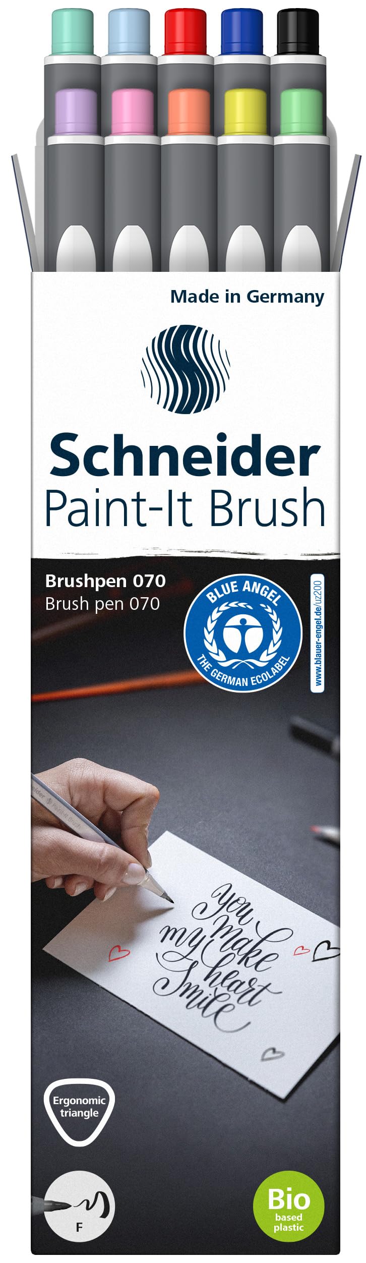 Schneider Brushpen Paint-It 070 (Premium-Pinselstifte mit flexibler Spitze und leuchtenden Farben für Kalligraphie, Hand-Lettering und mehr) 10 Stück sortiert Set 2 2