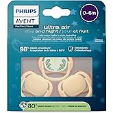 Philips Avent ultra air Pacifier 0-6m, light yellow/tropical night, day+night 3 pack, SCF087/23 (Light Yellow/Tropical Night)