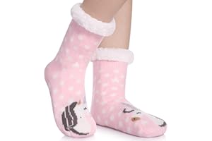 FNOVCO Kids Slipper Socks Boys Girls Fuzzy Soft Thick Cozy Warm Fleece lined Winter Indoor Christmas Socks
