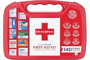 BAND-AID Johnson & Johnson All-Purpose Portable Compact First Aid Kit for Minor Cuts, Scrapes, Sprains & Burns, Ideal for Home, Car, Travel and Outdoor Emergencies, 140 pieces