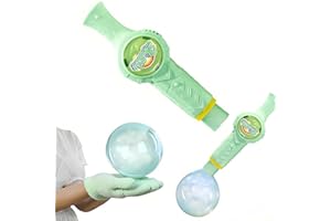 GENERIC Elastic Smoke Bubble Machine for Kids - Rechargeable Magic Bubble Wand with Lights & Sound, Includes Gloves & Spill-Proof Cup, Safe Bubble Solution, Green & Pink (Green)