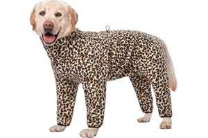 Dog Winter Warm Coats 4-Legs Fleece for Large Medium Dogs, High Collar Dog Cold Weather Coat Full Body Dog Snowsuit Comfort W