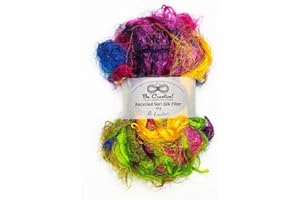 BE CREATIVE! CRAFT SUPPLIES STORE Recycled Sari Silk Fiber Mix 50g - Assorted Colors - Wet Felting - Nuno Felting - Spinning - Paper Making - Crafts - Textile Projects - Be Creative Craft Supplies Store