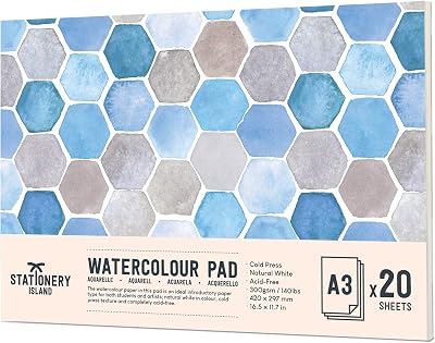 ISLAND Watercolour Paper A3 300gsm 20 Sheets Glue Bound
