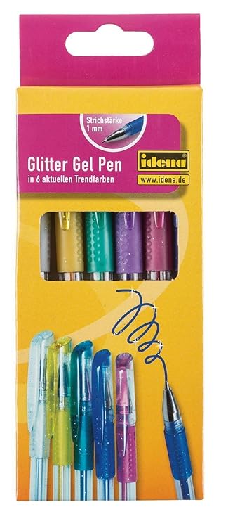 Idena 512080 - Gel-Pen Glitter, 6 Stück
