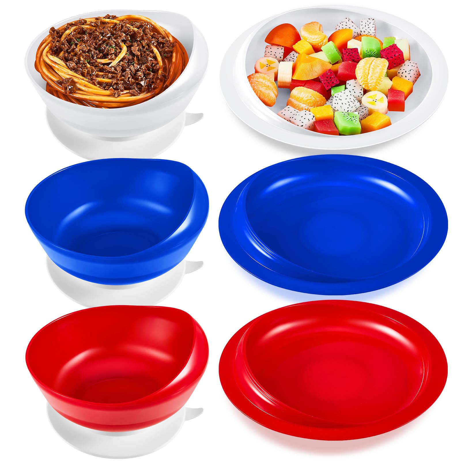 hushee 3 sets adaptive spill proof scoop bowl and plate set with suction base non skid self feed suc