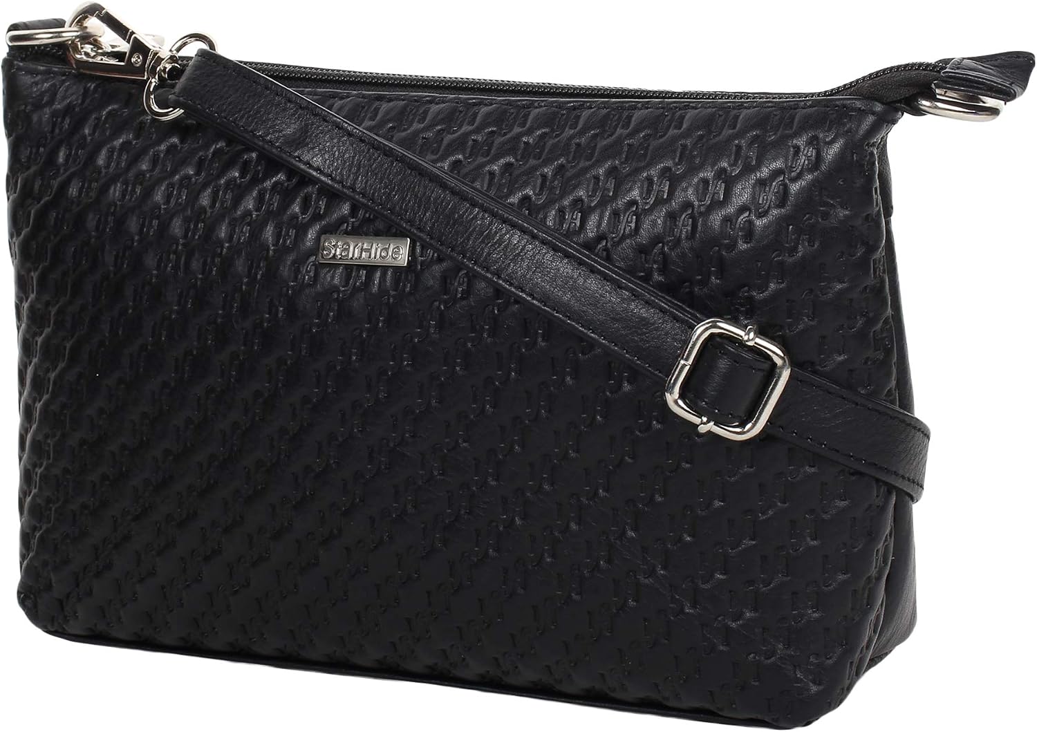 STARHIDE Women's Leather Cross Body Shoulder Bag with Long Adjustable Strap And a Inner RFID Protected Pocket 5630 (Black) - Image 4