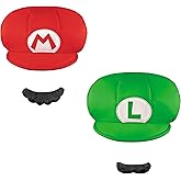 Disguise Mario Child Hat & Mustache and Luigi Child Hat & Mustache Costume Accessory Bundle