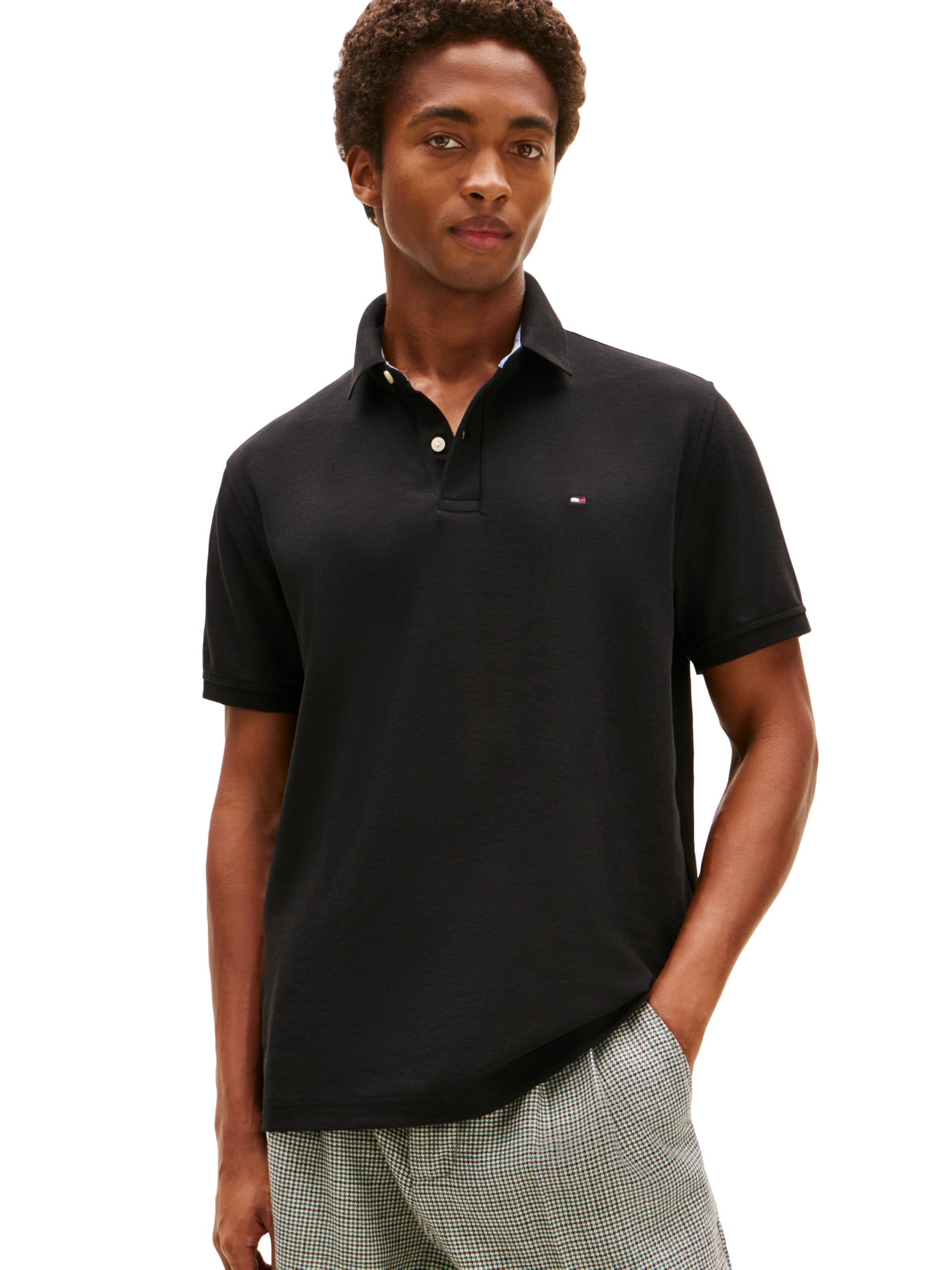 Tommy Hilfiger Mens Short Sleeve Moisture Wicking Stretch with Quick Dry + Uv Protection Polo Shirt, Dark Sable, Small US Image