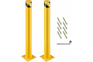 NEWPEAS Safety Bollard, 48 inches high, 4.5-inch Diameter, Yellow Coated, Comes with 8 Bolts for Secure Installation, Perfect for high-Traffic Areas. (48in,2PCS)