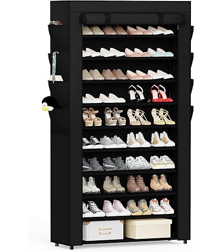 Amazon.com: Mavivegue Shoe Rack with Cover, 10+1 Tier Tall Shoe