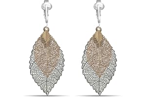 Aloha Earrings - Victorian Filigree Clip On Earrings for Women - Non Pierced Dangle Fashion Jewelry