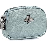 imeetu Women Leather Coin Purse, Small 2 Zippered Change Pouch Wallet