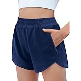 Zaclotre Girls Athletic Shorts with Zipper Pockets High Waisted Running Shorts Soccer Gym Sports Active Short for Kids
