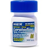 MAJOR Loratadine 10mg Antihistamine Tablets, Allergy Medicine, 300 Count | Non-Drowsy 24-Hr Allergy Relief for Indoor &amp; Outdoor Hay Fever, Relieves Sneezing, Runny Nose and Itchy, Watery Eyes