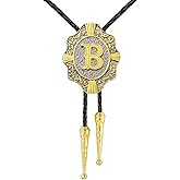 GelConnie Bolo Tie for Men Gold Western Ties Cowboy Necktie Womens Bolo Tie Leather Tie Bola Ties Initial Letter A to Z
