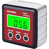 RISEPRO Digital Level Box Angle Gauge Protractor Inclinometer Bevel Box with Magnet Base &amp; Large LCD Backlight, Calculating for Carpentry, Building, Masonry, Automobile