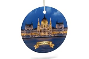 EQEY Budapest Hungary Christmas Ornament Porcelain Double-Sided Ceramic Ornament,2.9 Inches