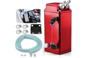 EZAUTO WRAP Red Square Aluminum Engine Oil Catch Tank Can Reservoir Breather #2