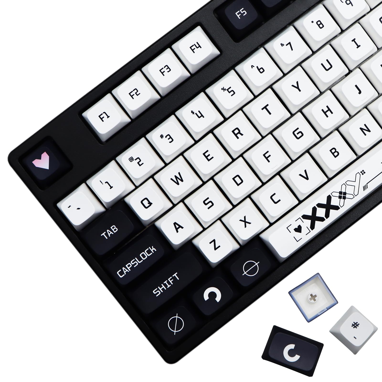 MOLGRIA B42 Keycaps Set of 128 Dark Blue and White Keycaps for Mechanical Keyboard, Custom PBT XDA Profile Caps for Kailh Cherry MX Switch for ANSI and ISO Keyboard