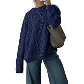 ZAFUL Cable Knit Sweaters for Women Crewneck Casual Knit Pullover Sweater Long Sleeves Jumper Tops