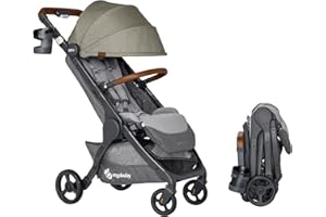 Ergobaby Metro+ Deluxe Compact Baby Stroller, Lightweight Umbrella Stroller Folds Down for Overhead Airplane Storage (Carries up to 50 lbs), Car Seat Compatible, Empire State Green