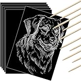 Gersoniel 200 Pieces Scratch Paper Art Set Craft Kits Black Coated Scratchboard Black Scratch Off Paper with Wooden Stylus for Valentine Gifts Birthday Party Supplies