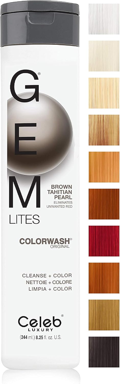 Celeb Luxury Gem Lites Semi Permanent Colourwash Shampoo Brown - Tahitian Pearl 244 ml, Brown Tahitian Pearl, 244 ml (Pack of 1)