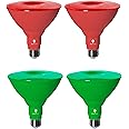 4 Pack BlueX LED Par38 Flood Green Red Light Bulb - 18W (120Watt Equivalent) - Dimmable - Green Red E26 LED Lights, Party Decoration, Porch, Home Christmess Lighting