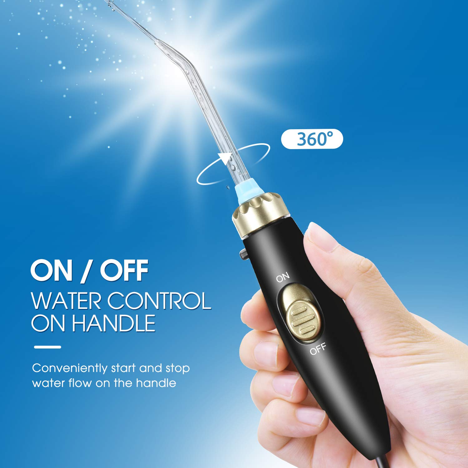ATMOKO Dental Water Flossers for Teeth Cleaning with 8 Multifunctional Jet Tips, 600ml Capacity, Professional ertop Oral Irrigator for Braces Care,Teeth Cleaner, Quiet Design, Black: Beauty