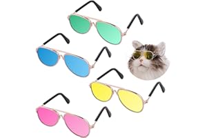 Molain Cat Sunglasses- Pet Puppy UV Protection Sunglasses Dolls Sun Glasses, Small Dog Cosplay Photo Props Cute Sunglasses (4Pcs Sunglasses)