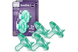Philips Avent Soothie Baby Pacifiers - 100% Silicone Pacifiers for Babies 0-3 Months, One-piece Design, BPA-Free, Extra Durab