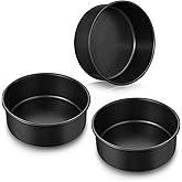 E-far 7 Inch Round Cake Pan Set of 3, Nonstick Stainless Steel Baking Pans Tin, Bakeware for Layer Cakes, Stainless Steel Core & Non-toxic Coating, Straight Side & 2 Inch Deep