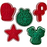 R&M Christmas Pastry & Cookie Stamper Set, Mitten, Wreath, Snowflake, Reindeer, Star, Candy cane. 2.75 Inches