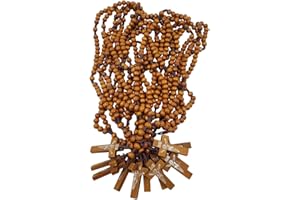 TALISMAN4U Dozen 12 pcs Catholic Rosary Olive Wood Carved Beads with Jesus Cross Jerusalem Holy Land Religious Jewelry Gift