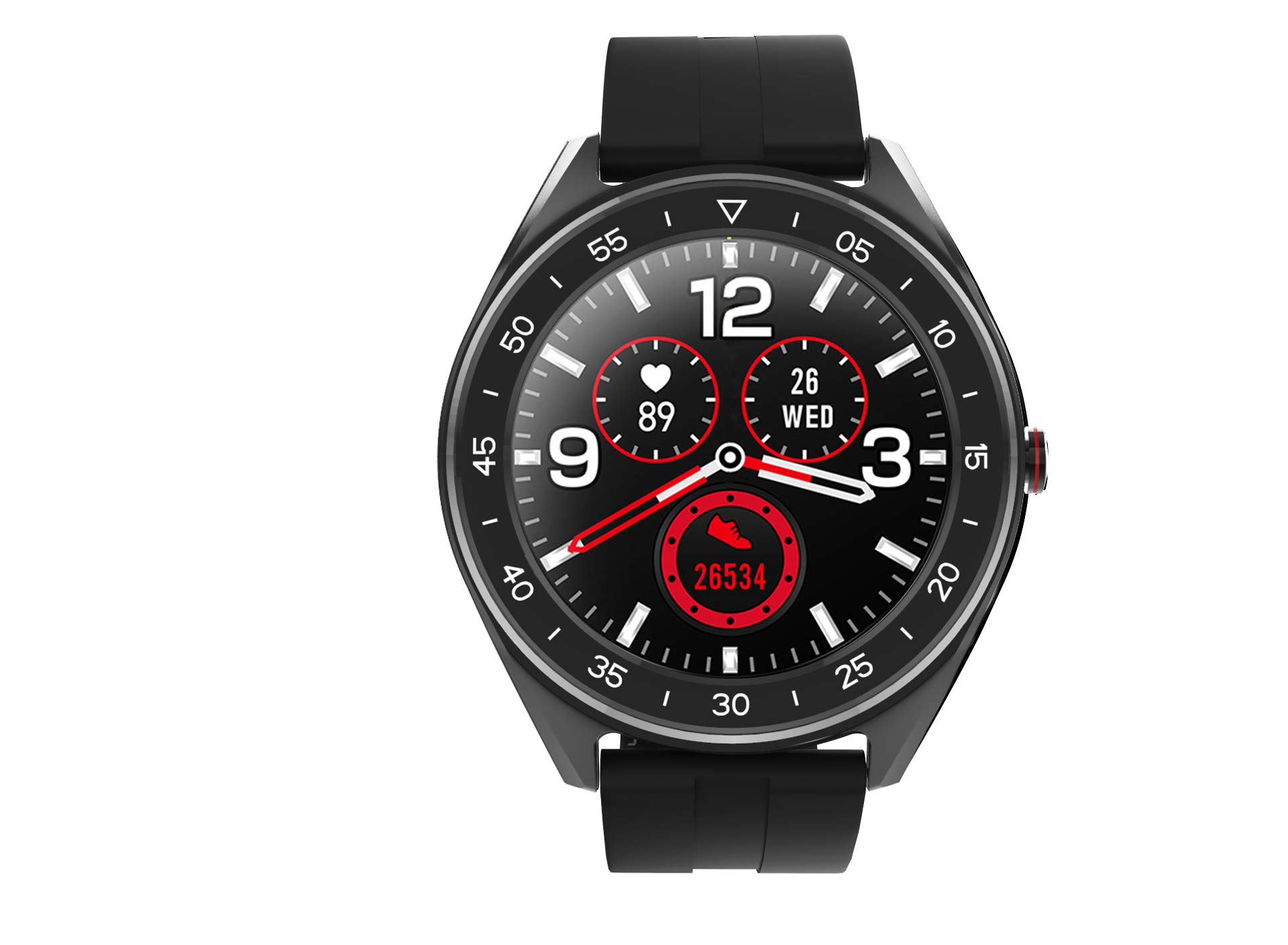 Lenovo Smart Watch, 1.33 Inch (1.33 Inch) Touch Android/iOS Hearth 7 Sport Mode, Black, Unica, black, One size, Modern