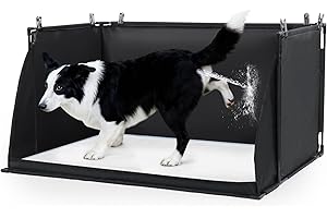 MABOZOO Dog Pee Pad Holder with High Walls, Foldable Dog Litter Box Pee Shields Indoor Dog Potty for Small and Medium Dogs, No Spill Pee Pad Holder Tray for Dogs Work (33.8*28*17.7in). Patent Pending