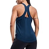 MIER Workout Tank Tops for Women Racerback Athletic Sleeveless Loose Fit Muscle Tee Shirts Dry Fit Runing Gym Yoga Top Summer