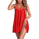 Ekouaer Nightgown Sexy Lingerie for Women Nightwear Lace Chemise Sleeveless Camisole Slip Dress Babydoll Sleepwear