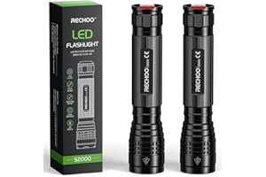 RECHOO Flashlights High Lumens 2 Pack, Super Bright 2000 Lumens Flash Light with 3 Modes, Zoomable, Water Resistant Led Flashlights for Home, Emergency, Camping, Hiking