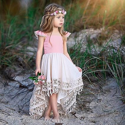 feiXIANG Vestiti da Principessa di Backless Abiti Senza Spalline in Pizzo Vestito Cerimonia Formale Battesimo Abito Elegante della Neonata dei Bambini 1-5 Anni