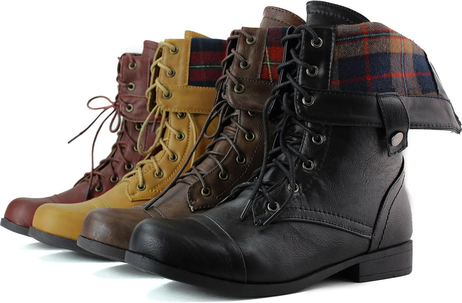 boots with plaid cuff