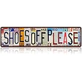 TREEPERI Vintage Shoes Off Please Street Sign Wall Decor Metal Tin Signs for Home Bedroom Outdoor