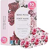 Koelf Rose Petal Satin Foot Mask (10pairs) - Intensive Nourishing Socks, Rose Scented Foot Repair Masks with Peptide, Collagen, Shea Butter, Urea for Silky Smooth Feet, Foot Treatment, Body Mask