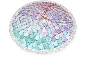 TGUBJGV Tree Skirt, Pink Mermaid Scale Xmas Tree Skirt with Tassel for Christmas Decoration Party Supplies-36inch