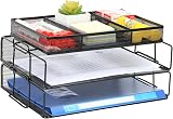 EasyPAG 2 Tier A4 Mesh In Trays Desk Tidy Stackable File Holder Black